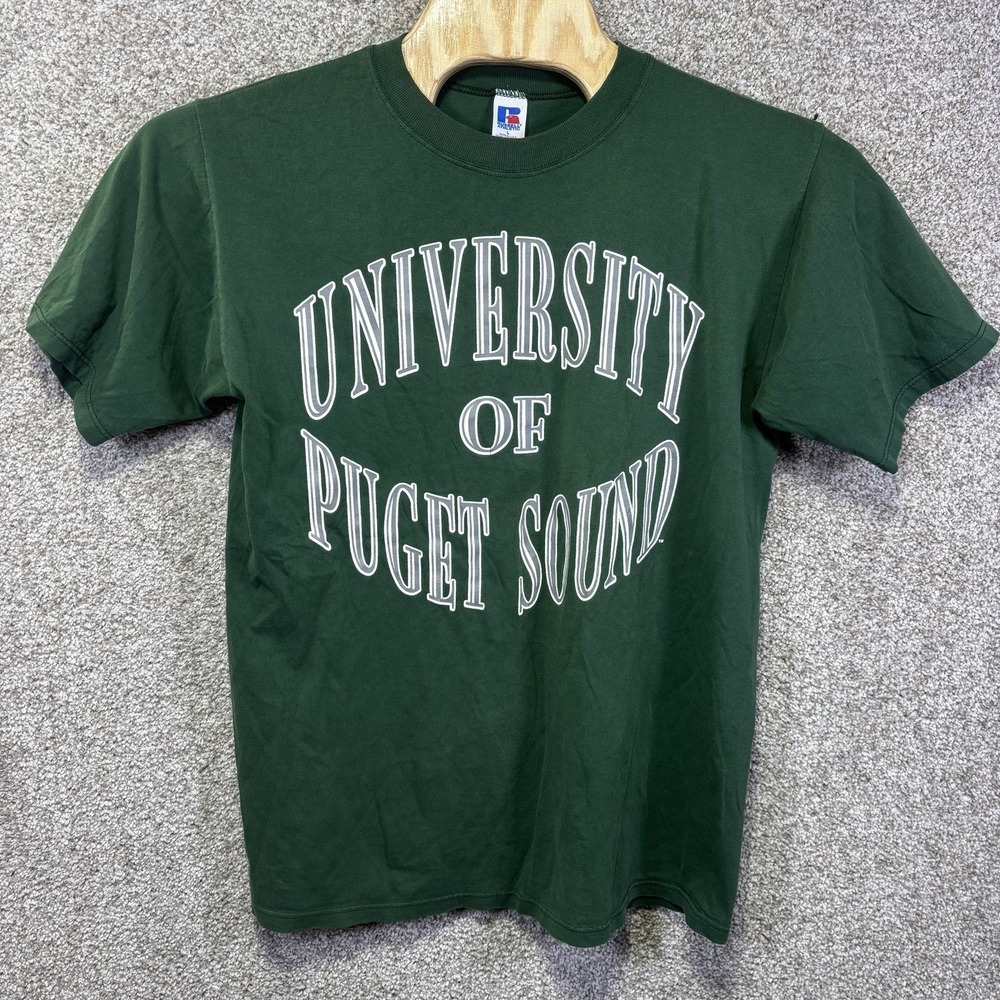 Vintage Russell Athletic University Of Puget Sound Shirt Mens Large Green Tee